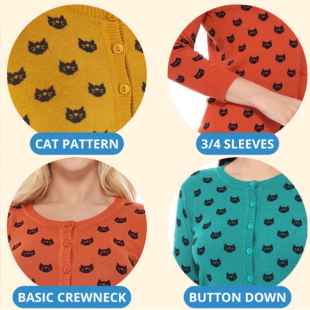 YEMAK Women's Cute Cat Pattern Cardigan
Sweater - Picture 3 of 16